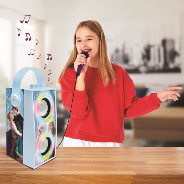 Micro karaoké sans fil reine des neiges avec enceinte bluetooth multicolore - Lexibook