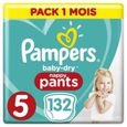 PAMPERS 132 couches Baby-Dry Pants Taille 5 12-17kg Pack 1 Mois + SENSITIVE 52 lingettes bébé OFFERTES-1