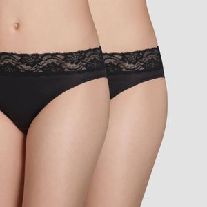 CULOTTE - SLIP DIM Culotte Midi Coton Plus Feminine x2 Noir