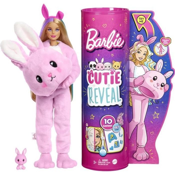 Poup e Barbie Cutie Reveal Lapin Multicolore 3 ans et
