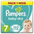 PAMPERS 112 couches Baby-Dry Taille 7 Pack 1 Mois + SENSITIVE 52 lingettes bébé OFFERTES-1