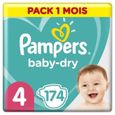 PAMPERS 174 couches Baby-Dry Taille 4 9-14 kg Pack 1 Mois + SENSITIVE 52 lingettes bébé OFFERTES-1