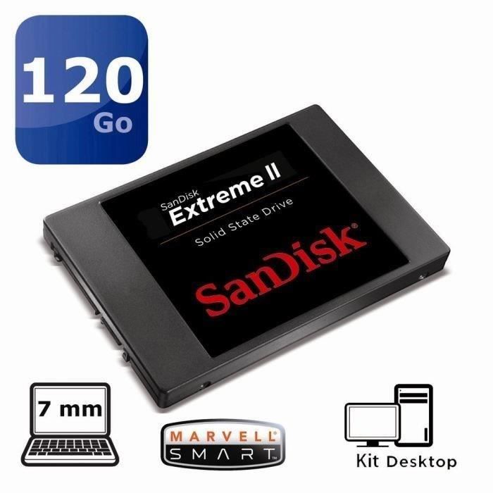  Disque SSD SanDisk 120 Go SSD Extreme II 2.5" + Kit pas cher