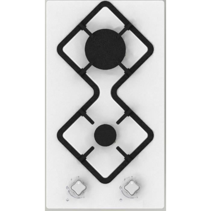 HUDSON HDG 2 B Table de cuisson gaz domino 2 foyers Blanc