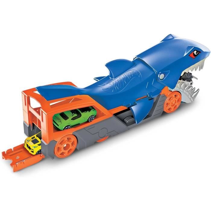 Hot Wheels City Requin Transporteur - Camion Qui Avale Les Voitures, Contient 5 Véhicules, Jouet Enfant GVG36 Hot Wheels City Requin Mangeur De