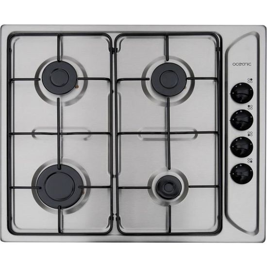 Plaque de cuisson gaz OCEANIC 4 foyers L58 x P50 cm OCEACTG4X Inox Cdiscount Electroménager