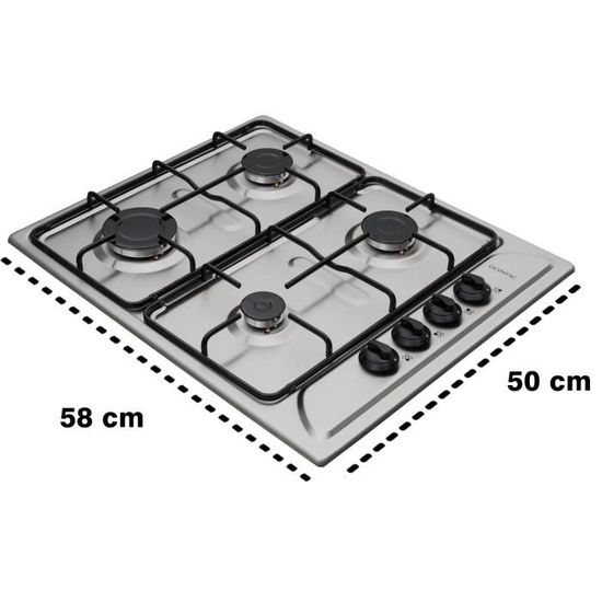 Plaque de cuisson gaz OCEANIC 4 foyers L58 x P50 cm OCEACTG4X Inox