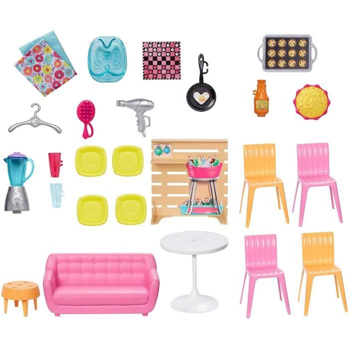 Barbie - La Maison Malibu - Maison de Poupées 6 Pièces à 2 étages - Plus de  25 accessoires - Dès 3 ans - Cdiscount Jeux - Jouets