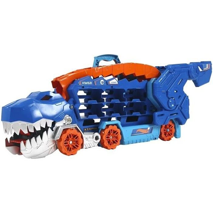 Méga Transporteur T-rex Suprême Hot Wheels Camion Dinosaure Se transformer en T-Rex avec piste de course Dès 4 ans Mattel HNG50
