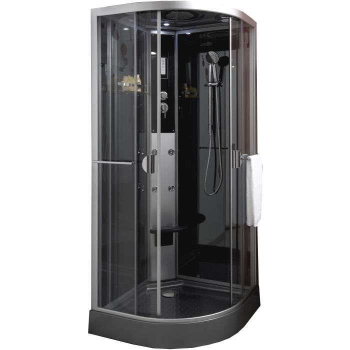 ONDEE - Cabine hydromassante NED - Sans silicone - 1/4C 90cm - Gris - En kit