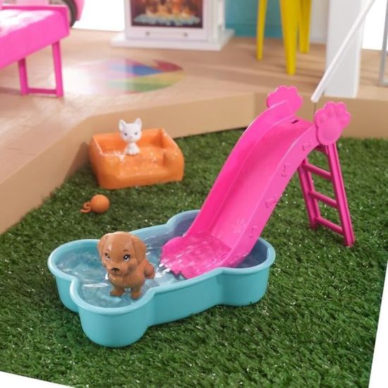 Barbie Coffret maison de reve Barbie 3 niveaux lumieres et sons et de 75 accessoires Accessoire Poupee Mannequin Des 3 Cdiscount Jeux Jouets