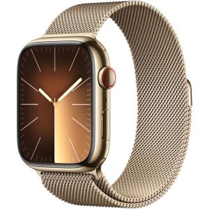 MONTRE CONNECTÉE Apple Watch Series 9 GPS + Cellular - 45mm - Boîtier Acier Or - Bracelet Gold Milanese Loop