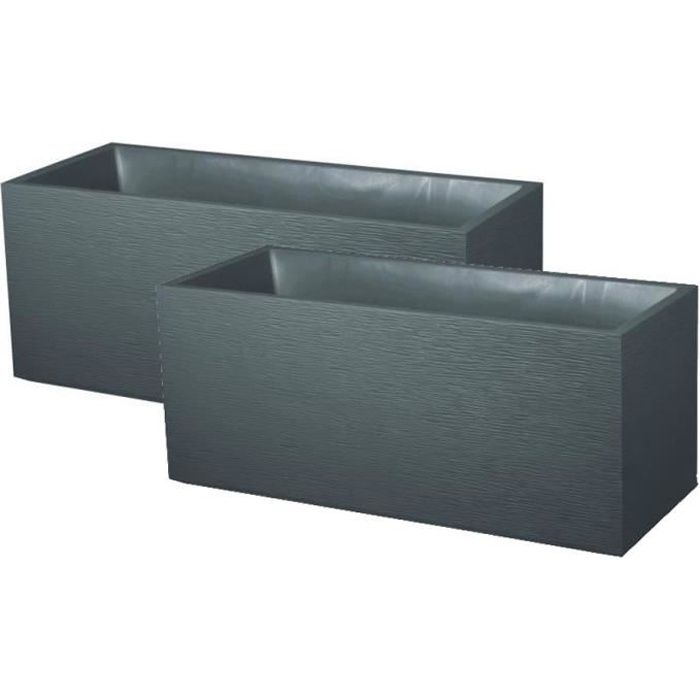 EDA Lot de 2 Jardinières Graphit - 99,5 x 39 x 43 cm - 97,6 L - Gris anthracite