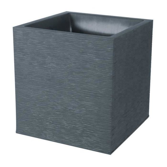 Pot de fleurs Carré 40 cm - EDA - Graphit - 31 L - 39 x 39 x H. 43 cm - Gris Anthracite