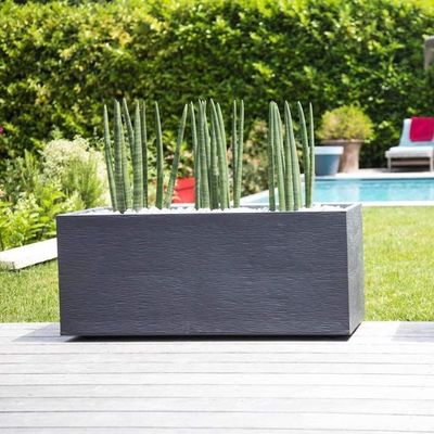 Jardinière Gris 157x80x80 cm Résine tressée WVGQ9161