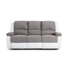Canapé Relaxation 3 places Microfibre et Simili LEO - Blanc et Gris - L193 x 93 x 96cm - LOUNGITUDE