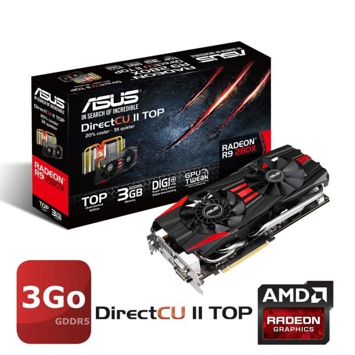 Asus AMD Radeon R9 280X 3Go GDDR5 TOP DC2 Reconditionné - Asus reconditionné disponible sur Cdiscount Seconde Vie