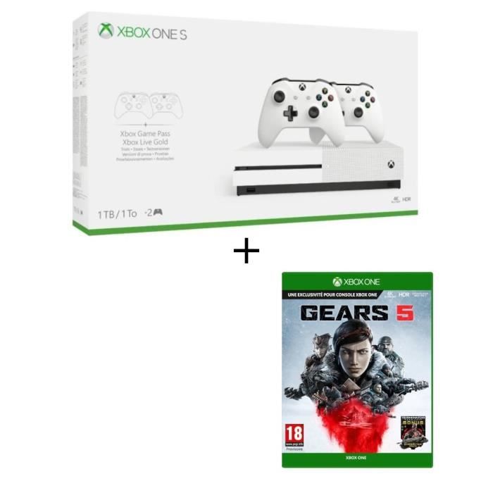 Pack Xbox One 1To Noir - Console De Salon Microsoft + Manette + Jeux Inclus, état Fonctionnel