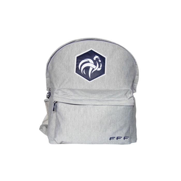Sac à dos Gris Fédération Francaise de Football FFF - Poche Frontale - Dimension : 39 x 30 x 22 cm