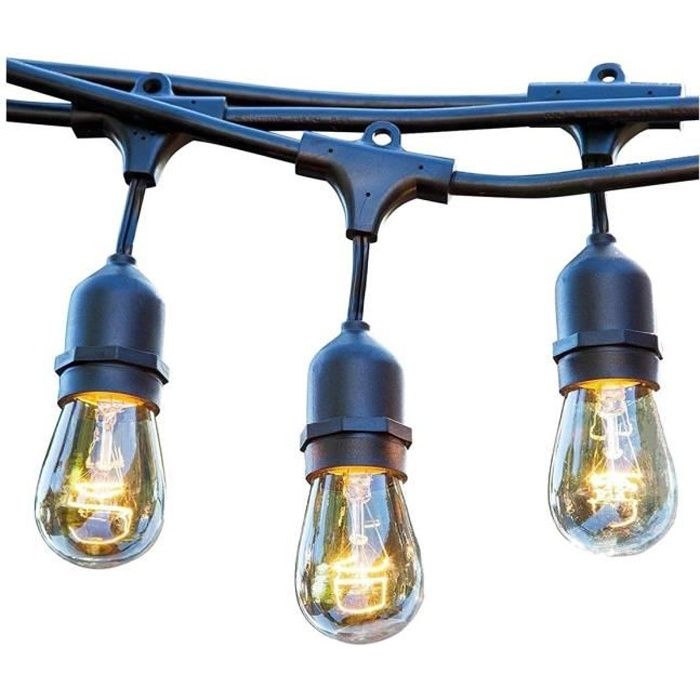 Guirlande lumineuse à ampoules MAFY LIGHT - douille E27 - style vintage - 6m - 10 ampoules - noir
