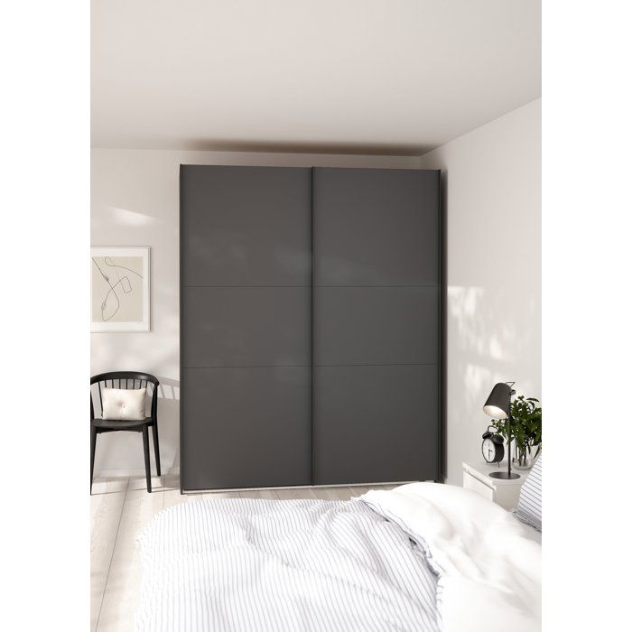 Armoire chambre COMO gris mat &agrave; 2 portes coulissantes 178,5 x 66,6 x 220,4 cm