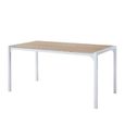 TEXAS Table à manger de 6 à 8 personnes style industriel décor chêne + pieds en métal blanc laqué - L 160 x l 80 cm-0