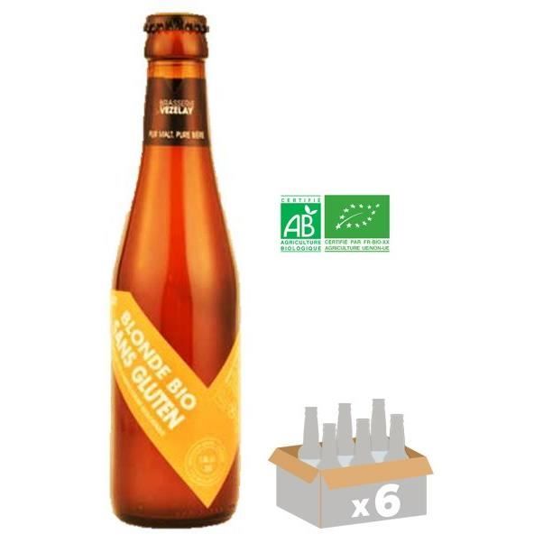 BRASSERIE DE VEZELAY Bière Blonde Bio Sans Gluten - 6x 25 cl - 4,6 % ...