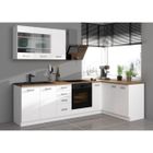 ATLAS Cuisine complète d'angle 8 éléments (reversible droit / gauche) - Décor blanc - L270 cm - Plan de travail non inclus