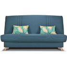 GRUHIER COMFORT BULTEX Banquette clic - Tissu bleu + Coussins déco jungle - L193 x P95 x H101- MONA
