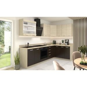 Cuisine complète - 6 éléments de rangements - 270 cm - Anthracite et blanc  - CAMBUSITA !