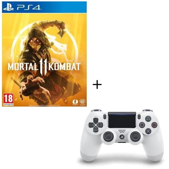 Pack PS4 : Mortal Kombat 11 + Manette PS4 DualShock 4 Glacier White