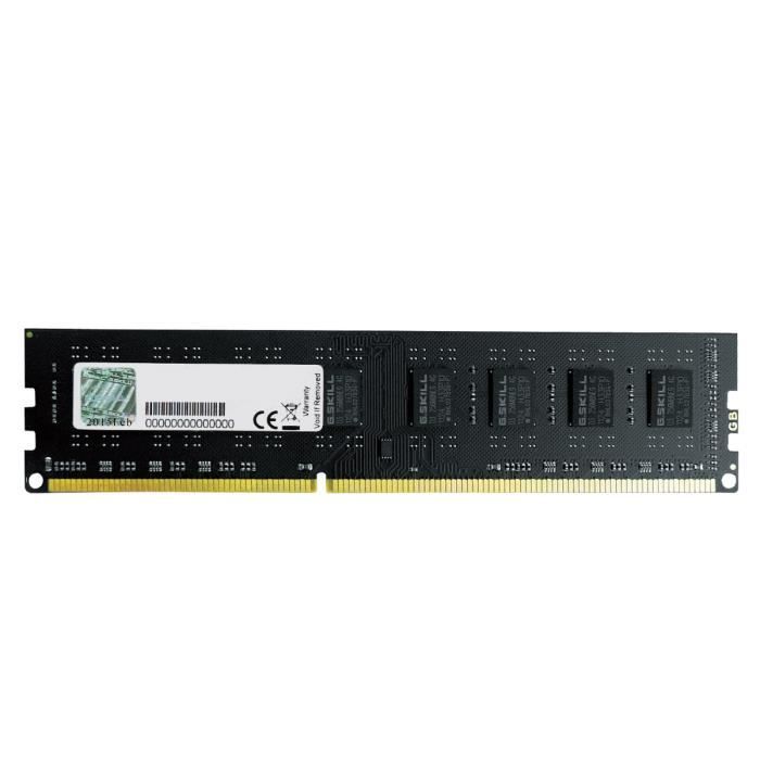 Vente Memoire PC G.SKILL RAM PC3-12800 / DDR3 1600 Mhz - F3-1600C11S-4GNT - DDR3 Value Series - NT pas cher