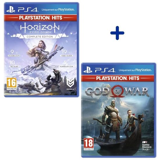 Pack 2 Jeux PS4 PlayStation Hits : Horizon Zero Dawn Complete Edition + God of War