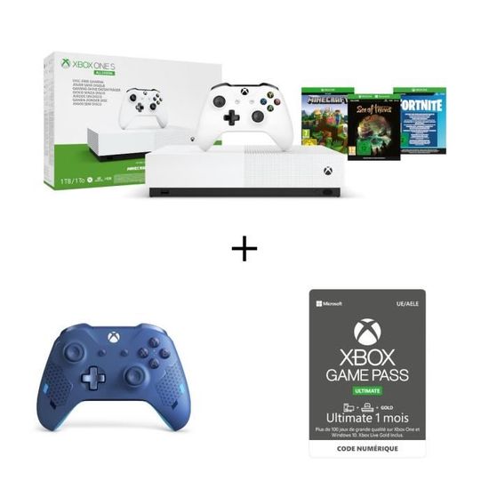 Xbox One S All Digital Refresh 1 To + Manette Xbox Sport Blue + GPU (code envoyé par email) + 3 Jeux dématérialisés