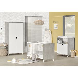 Olivia Chambre Bebe Complete Lit 70 140 Cm Armoire Commode Blanc Cdiscount Puericulture Eveil Bebe