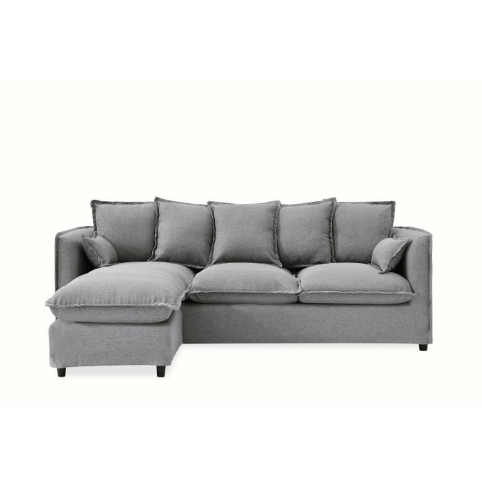 Finlandek Canapé Dangle Modulable Armance 4 Places Tissu Gris Classique L 220 X P 123 Cm