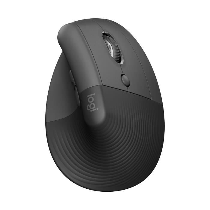 Souris Sans Fil - LOGITECH - Lift Ergonomique Verticale - Bluetooth ou récepteur USB Logi Bolt - Silencieuse - Graphite