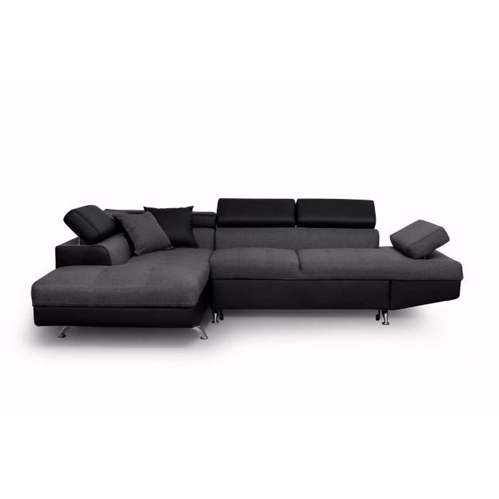 Canape Convertible Tissu Gris Fonce Et Simili Noir