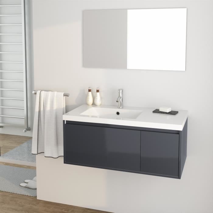 Meuble De Salle De Bain En 90 Avec Vasque Achat Vente Pas Cher
