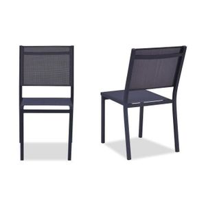 FAUTEUIL JARDIN  Lot de 2 chaises de jardin en aluminium - Assise textilène - Gris