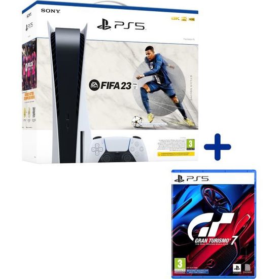 Pack PS5 Standard Console PS5 Standard + Fifa 23 (Code) + Gran Turismo 7 Cdiscount Jeux vidéo