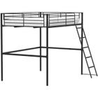 BRAND Lit mezzanine en métal ELIOT - Noir - Sommier inclus - 140 x 200 cm