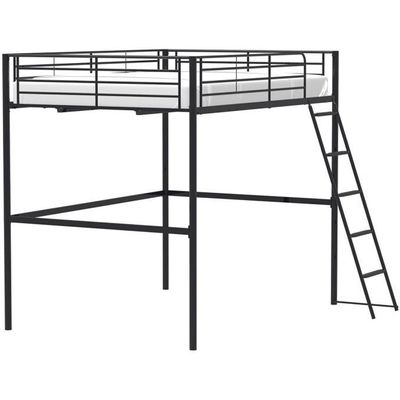 Lit Mezzanine Enfant 90x200 Cm Avec Bureau Et Rangements - Pin, Gris, Escalier, Capacité 120 Kg - 1
