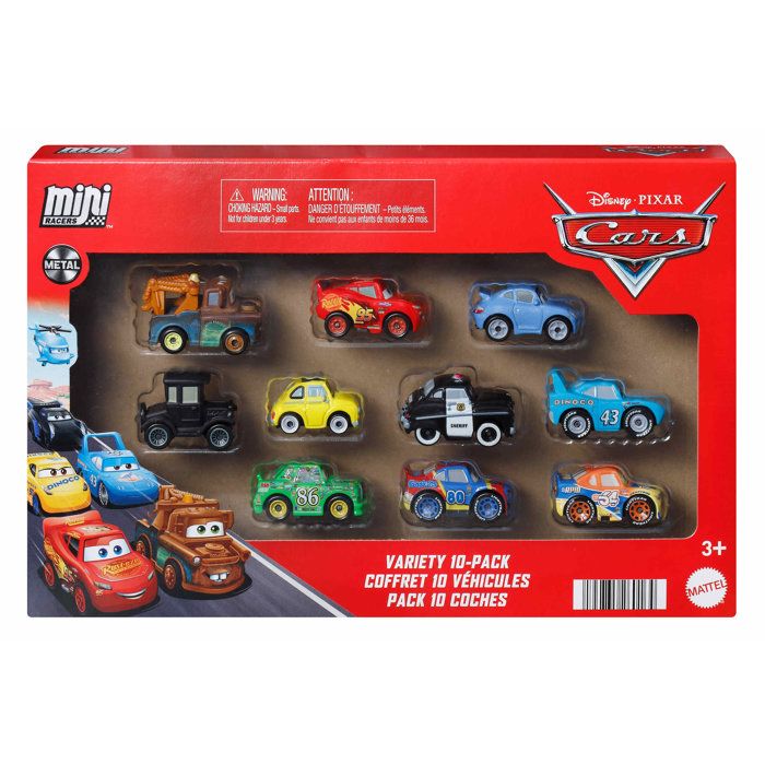 Mattel Pack de véhicules miniatures - DISNEY PIXAR CARS - JBH06 - C 10 Mini Racers - Personnages emblématiques - Styles variables