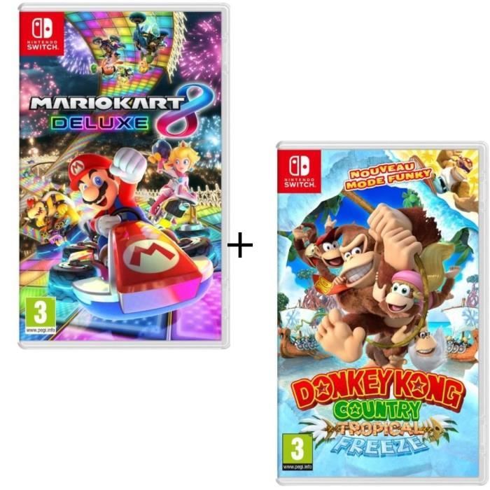 Jeu Switch Mario Kart 8 Deluxe Occasion Pack 2 jeux Switch : Mario Kart 8 Deluxe + Donkey Kong Country : Tropical Freeze - Achat / Vente
