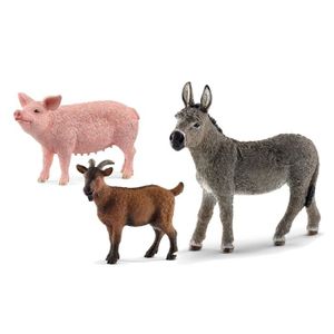 FIGURINE - PERSONNAGE Figurines Les animaux de la ferme : chèvre, âne, cochon, Farm World, Schleich