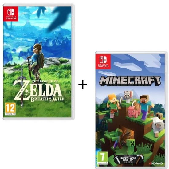 Pack 2 jeux Switch : The Legend of Zelda : Breath of the Wild + Minecraft