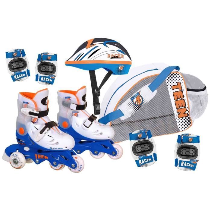 CDTS Roller Enfant Inline avec protection - Réglable du 29 au 33 - Evolutif  - Garçon - Achat / Vente CDTS Roller+prot garçon 29 33 - Cdiscount