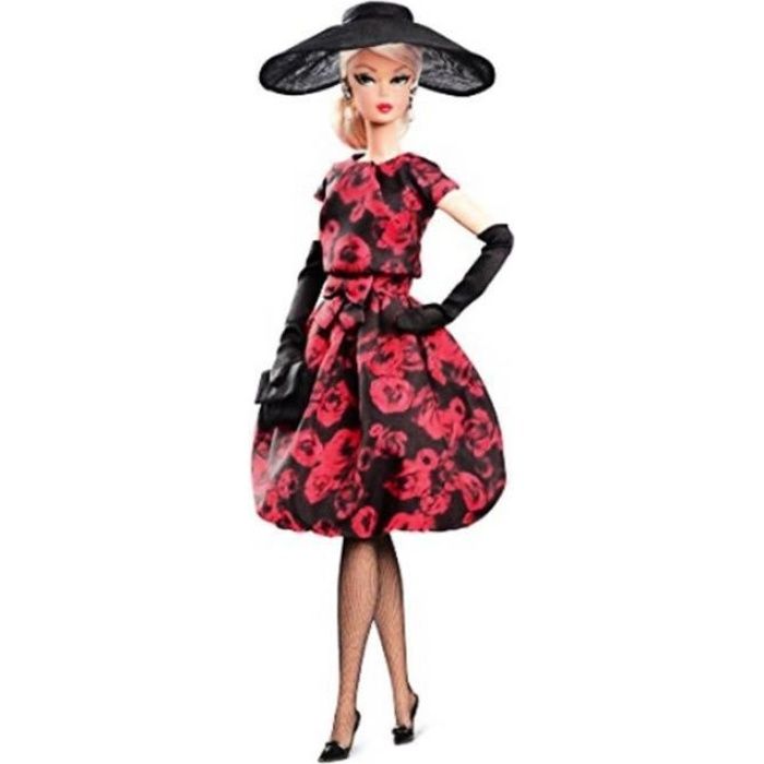 Barbie Signature 40e anniversaire Première poupée noire, env. 12 pouces,  portant une robe rouge, avec accessoires, support de poupée et certificat  d'authenticité 