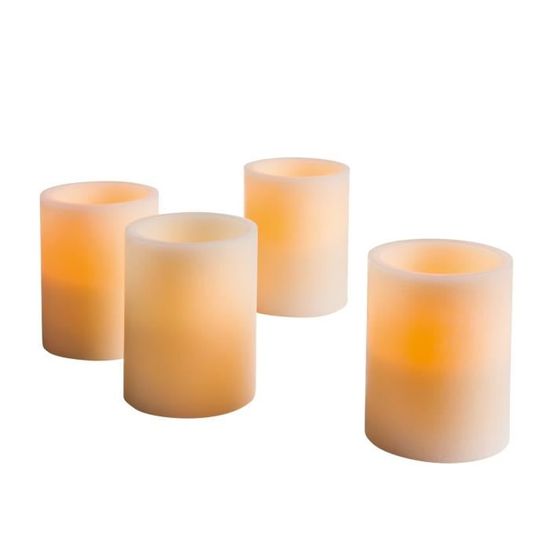 Lot De 4 Bougies LED Argentées Avec Télécommande - Bougies Piliers 15cm Et 20,5cm Aspect Cire Pour Ambiance Noël Et Intérieur